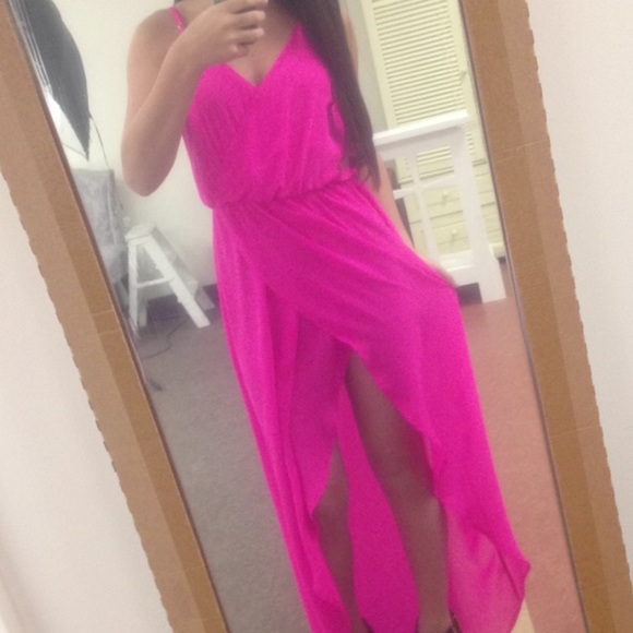 Hot Pink High Low dress with adjustable straps. Perfect for summer. Only worn 1 - Picture 1 of 6